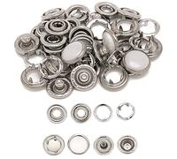 PR-YM Snap Poppers Fasteners 12mm Pearl Cap Prong Ring Press Studs for Kids Wear, Babygrows, Western Wear, DIY Craft Projects or Custom Clothing, Silver, 100pcs Set