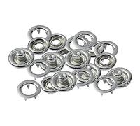 PR-YM Snap Poppers Fasteners Stainless Steel 10mm Prong Ring Press Studs for Kids Wear, Babygrows, Bibs, Kids Wear, DIY Craft Projects or Custom Clothing, Silver, 20pcs Set
