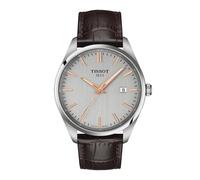 Tissot T1504101603100 Men's PR 100 Date Leather Strap Watch, Brown/Silver