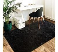 Prabia Super Soft Fluffy Shaggy Rugs 3x5 Feet for Living Room Bedroom, Fuzzy Plush Area Rugs for Girls Kids Room Nursery Home Decor, Furry Dorm Rug Cute Non-Slip Indoor Floor Carpet, Black