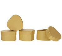 Pracht Creatives Hobby 7648-04541 Kraft Cardboard Boxes Set of 4 Heart-Shaped Gift Boxes with Lids Each 6 x 6 x 3.5 cm for Decorating, Storing and Presenting Natural