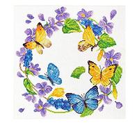 Pracht Creatives Hobby Ladybird Summer Wreath Cross Stitch Kit Approx. 29.2 x 30 cm, Complete Set for a Square Embroidery, Craft Hobby for Adults and Children Aged 8 and Over, Colourful, 29,2 x 30 cm
