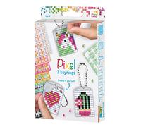 Pracht Creatives Hobby Pixel P20131 Mosaic Medallion Girl, Key Pendant for Children to Design Yourself, Easy Plug-In System, No Ironing or Gluing, Stones Made of Organic Plastic
