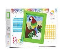 Pracht Creatives Hobby Pixel P31251 Mosaic Gift Packaging Parrot, Pixel Picture with Frame, Easy Plug-In System, No Ironing or Gluing, Organic Plastic Stones