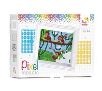 Pracht Creatives Hobby Pixel P31255 Mosaic Gift Packaging Monkey, Pixel Picture with Frame, Easy Plug-In System, No Ironing or Gluing, Stones Made of Bioplastic