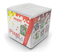 Pracht Creatives Hobby Pixel P90012-63501 Fun Craft Set 5 for Children 6 Keyrings (Lockets) Easy Plug-In System without Ironing or Gluing, Organic Plastic Stones