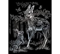 Pracht Creatives Hobby Royal & Langnickel - Scratch Picture Fawn Silver Scratch Pictures for Children and Adults with Scratch Pen and Template