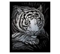 Pracht Creatives Hobby Royal & Langnickel - Scratch Picture White Tiger, Silver, Scratch Pictures for Children and Adults, with Scratch Pen and Template