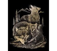Pracht Creatives Hobby Royal & Langnickel Wolf Scratch Picture, Gold, Scratch Pictures for Children and Adults, with Scratch Pen and Template