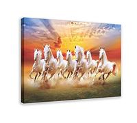 PRACIM Horse Portrait Painting Seven Lucky Running Wild Horses Wall Art Animal Posters Canvas Poster Bedroom Decor Sports Landscape Office Room Decor Gift Frame-style 12x18inch(30x45cm)