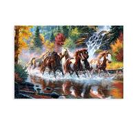 PRACIM Seven Lucky Running Wild Horses Wall Art Animal Posters Canvas Poster (7) Canvas Poster Bedroom Decor Sports Landscape Office Room Decor Gift Unframe-style 08x12inch(20x30cm)