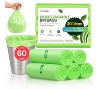 Praclife Biodegradable Food Waste Bags, 20L Compostable Caddy Bin Liners | Small Clear Green Food Recycling Garbage Trash Bags, 60pcs