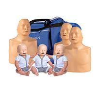 Practi-Man Standard Family Pack 3 + 3 with Wheeled Bag - Adult/Child Switchable Manikins and Infant Manikins for CPR Training