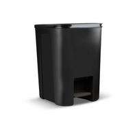 Practic 25L Pedal Bin Black - Plastic Trash Can with Lid