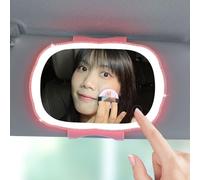Practical accessories for the front passenger seat Makeup Mirror with Light, Dimmable Touch Control with Retractable Back Clip(Pink)
