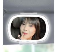 Practical accessories for the front passenger seat Makeup Mirror with Light, Dimmable Touch Control with Retractable Back Clip(White)
