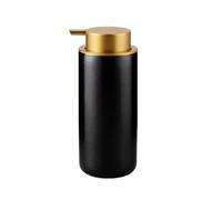 Practical and Beautiful Ceramic Soap Dispenser with Easy to Press Gold Pump and Wide Bottle Mouth Black Porcelain Hand Lotion Liquid for Shampoo Bathroom Kitchen Bathroom Decor(Large)