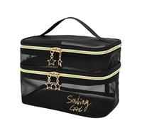 Practical and Stylish Transparent Mesh Organizer Makeup Holder Perfect for Organizing Your Travel Accessories Large Capacity Black Mesh Makeup Case