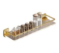 Practical bathroom and kitchen wall shelf featuring double sucker design to hold items firmly, designed to maximize space and keep essentials within reach (Gold)