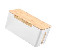 Practical Cable Box with Wood Top Wall Mounted Cable Management Container with Wood Lid for Safe Wire Keeping Electronic Device Charging Station