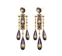 Practical Comfortable Copper Geometric Star Pearls Drops Earrings Retro Look Suitable for Winter Fashion Daily Use Geometric Earrings