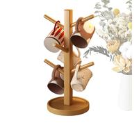 Practical cup holder, compact and space-saving cup stand with six hooks, decorative cup shelves for the kitchen worktop, for wedding parties, living rooms, cafes, restaurants