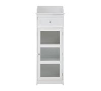 Practical Design Glass Door Floor Standing Cabinet, Big Impact Display Cabinet, Slim Storage Storage Unit Premier Housewares White One Size