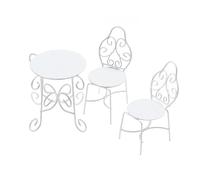 Practical Garden Small Sturdy Metal Table And Chairs Set Dollhouses Furniture Set 1/6 1/12 Scale Outdoor Decoration Small Desktop Decorations
