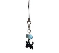 Practical Handmade Beadwork Cat Hanging Decoration Multipurpose Phone Charm Portable Style Upgrade Daily Use Black Cat Pendant, フリーサイズ