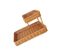 Practical Imitation Rattan Snack Tray Multilayer Rectangular Fruit Storage Basket Elegant Vegetable Container