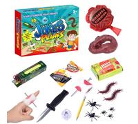 Practical Joke Kit, Joke Box For Kids Pranks, 15pieces Pranks Kits Box For Adults, Fun Gag Gift, April Fools Novelty Practical Jokes gift Presents, Included Whoopee Cushion, Fake Poo, Fake Roaches