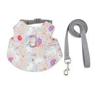 Practical Leash Set Reliability Breathable Rabbits Walking Vests And Leash Chest Rope Rabbits Harness With Flower Print Pet Tractions Rope Pet Handhold Tractions Adjust Size