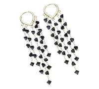 Practical Long Earrings Sparkling Crystals Fringe Design Slimming Comfortable Wear Alloy Texture for Various Event Drops Earrings