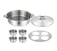 Practical Metal Electric Breakfast Maker 4 Cup Eggs Poacher Pan Stainless Steel Steamed Stew Pots with Glass Lid Steamer Pots
