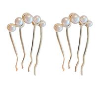 Practical Metal Simulated Pearl Hairpin for Thick or Fine Hair Gentle Hold Hairpin for Party Decoration Thick Curly Hair, フリーサイズ