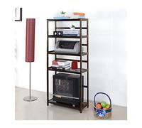 Practical Movable PC Tower Stand, 5-Tier Mobile Printer Stand with Open Storage Shelves, Bamboo Rolling PC Case Floor Stand with Caster Wheels for Home Office Home Office(Bruin,51*26*130cm)