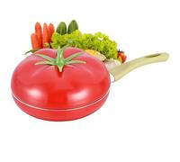 Practical Multifunction Non-Stick Shaped Sauce Pot with Lid | Induction Compatible Saucepan and Frying Pan Ideal for Pasta, Soup, Spaghetti, Home Kitchen and Restaurant Tomato K