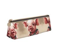 Practical Pencil Case Naughty Pig Baby Pen Case with Zippers Pen Bag for College Office Women