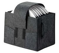 Practical Plate Storage - Felt Cup Holder for 8 Plates, Tidy Drawer Organiser for Motorhome, Camping, Drawer, Shelf and Cupboard - 27 x 20 x 18 cm (Grey)