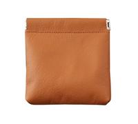Practical PU 1eather Change Holder Card Organized Easy Access Coin Case Secure Spring Frame for Women and Man, Brown