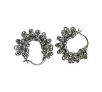 Practical Round Bead Hoop Earrings Pair with Rounded Hoop Form, Hinged Clasp and Approx 4 X 3 Cm Size for Everyday Wear Cluster Earrings Round Bead Hinged Statement Jewelry Pair Metallic Daily Wear