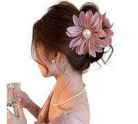 Practical Secure Grip Hair Clip With Delicate Fabric Flower And Pearls Barrettes Decoration For Women Teens Girls Nonslip Secure Clip