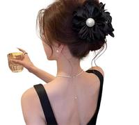 Practical Secure Grip Hair Clip With Delicate Fabric Flower And Pearls Barrettes Decoration For Women Teens Girls Nonslip Secure Clip