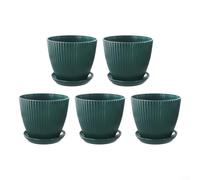 Practical Set of 5 Minimalist Flower Pots 6 Inches Each Perfect for Small Houseplants and Succulents (丛林绿)
