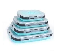 Practical Silicone Food Storage Containers That Fold Flat Set of 4 for Modern Kitchens and Small Homes (4-piece set Blue)
