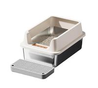 Practical Stainless Steel Litter Box Featuring Filter Pedals for Less Mess Easy to Clean Low Entry Suitable for Any Age Cats Toilet