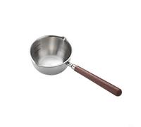 Practical Stainless Steel Pot for Heating Milk Sauces or Melting Chocolate with Wooden Handle for Induction Electric Use (S short)