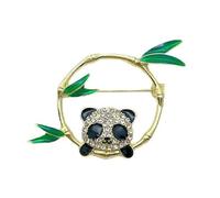 Practical Sturdy Alloy Panda And Bamboos Brooch With Modern Oriental Styles For Fashionable Women Daily Use Casual Wear Traditional Culture Jewelry