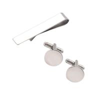 Practical Sturdy Stainless Steel Cufflinks and Tie Clip Set for Formal Event and Wear Featuring Modern Look Stainless Steel Tie Clip