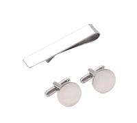Practical Sturdy Stainless Steel Cufflinks and Tie Clip Set for Formal Event and Wear Featuring Modern Look Business Accessories